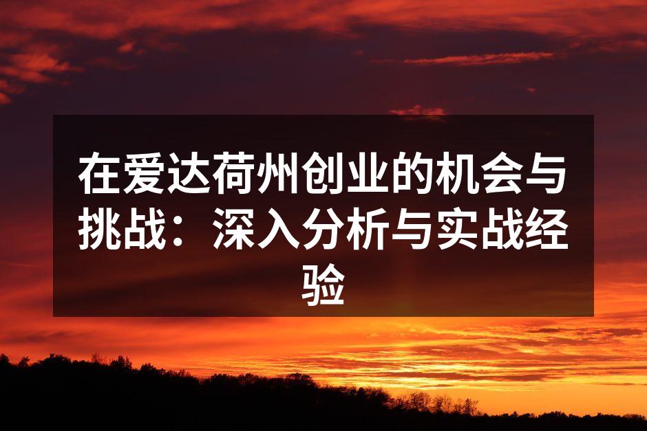 在爱达荷州创业的机会与挑战：深入分析与实战经验